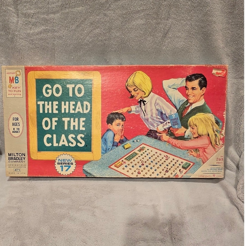 Vintage 1967 Milton Bradley "Go to the Head of the Class" Family Board Game